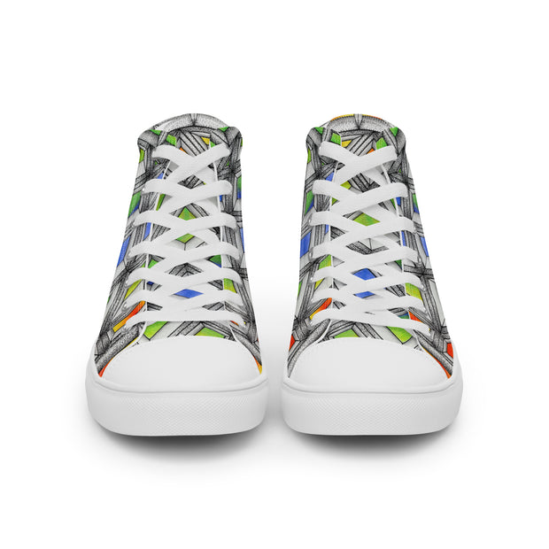 Stained Glass Men’s high top canvas shoes