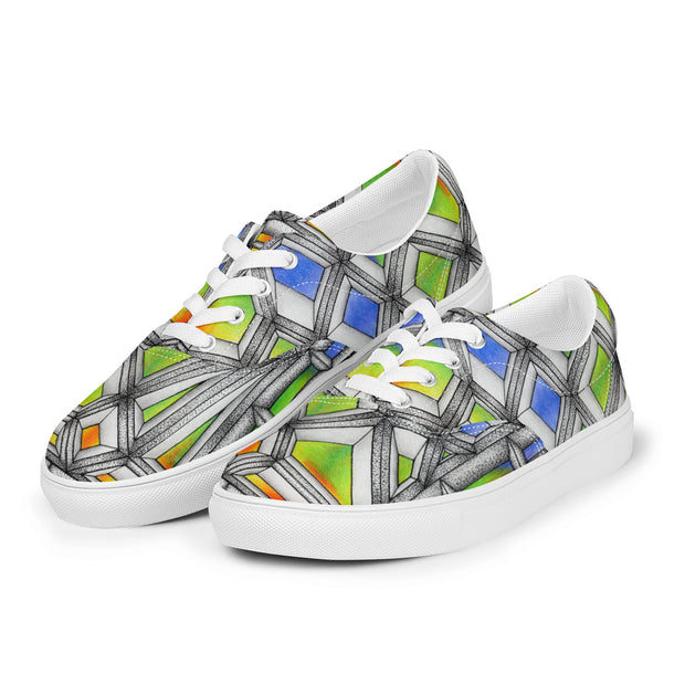 Stained Glass Men’s lace-up canvas shoes