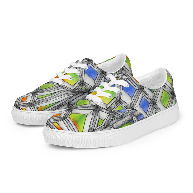 Stained Glass Men’s lace-up canvas shoes