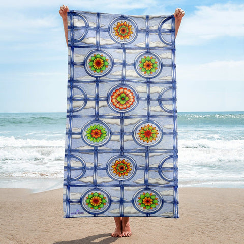 Stained Glass Mandala Beach Towel - Martin K Designs