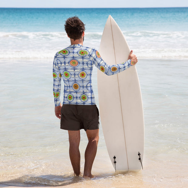 Stained Glass Mandala Men's Rash Guard - Martin K Designs