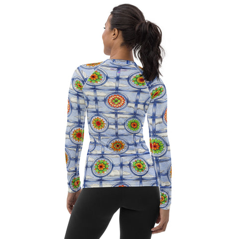 Stained Glass Mandala Women's Rash Guard - Martin K Designs