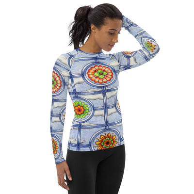 Stained Glass Mandala Women's Rash Guard - Martin K Designs