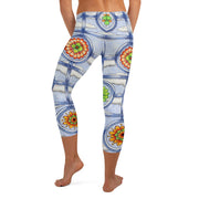 Stained Glass Mandalas Mid Rise Capri Leggings - Martin K Designs