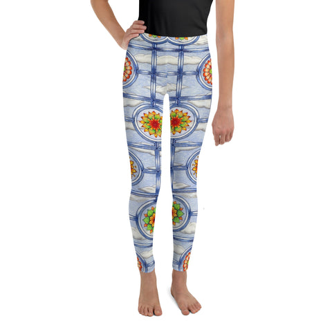 Stained Glass Mandalas Mid Rise Youth Leggings - Martin K Designs