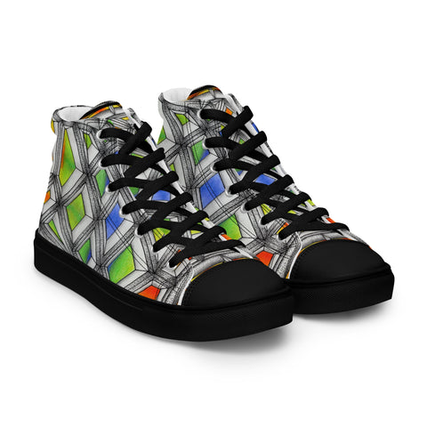 Stained Glass Women’s high top canvas shoes - Martin K Designs