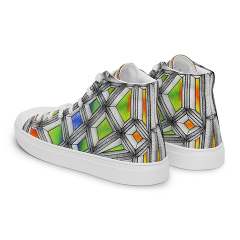 Stained Glass Women’s high top canvas shoes - Martin K Designs