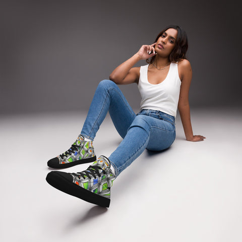 Stained Glass Women’s high top canvas shoes - Martin K Designs