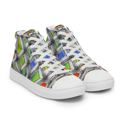 Stained Glass Women’s high top canvas shoes - Martin K Designs