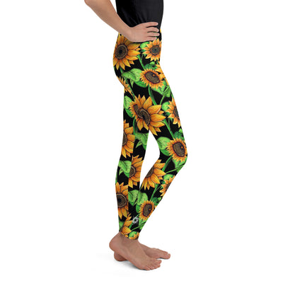 Sunflowers Mid Rise Youth Leggings - Martin K Designs