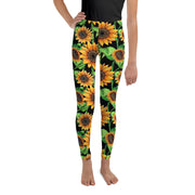 Sunflowers Mid Rise Youth Leggings - Martin K Designs