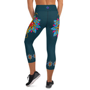 Wild at Heart High Rise Yoga Capri Leggings with Inside Pocket - Martin K Designs