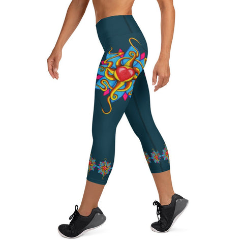 Wild at Heart High Rise Yoga Capri Leggings with Inside Pocket - Martin K Designs