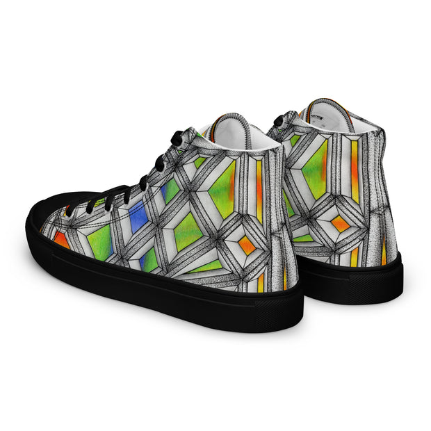 Stained Glass Women’s high top canvas shoes