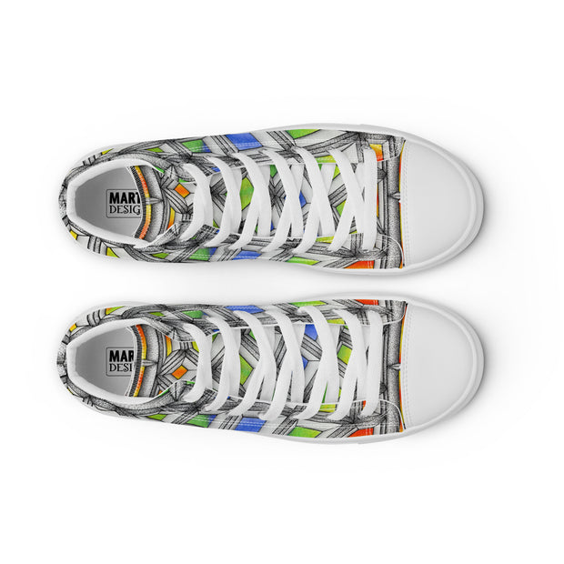 Stained Glass Women’s high top canvas shoes