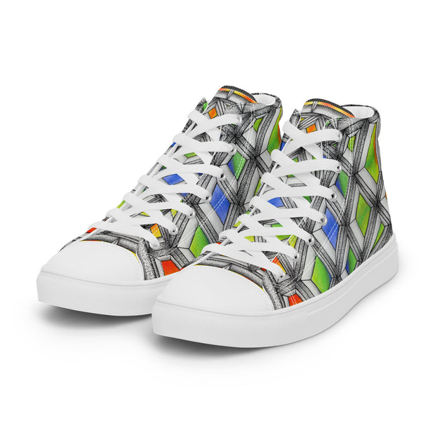 Stained Glass Women’s high top canvas shoes