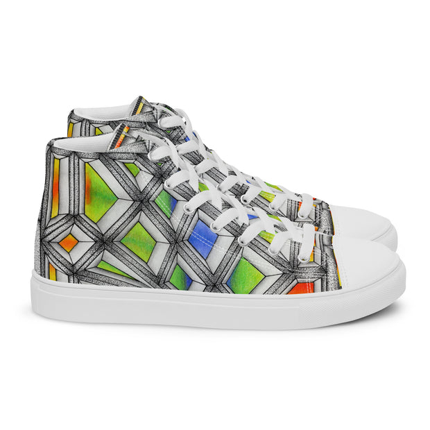 Stained Glass Women’s high top canvas shoes