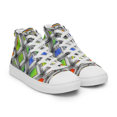 Stained Glass Women’s high top canvas shoes